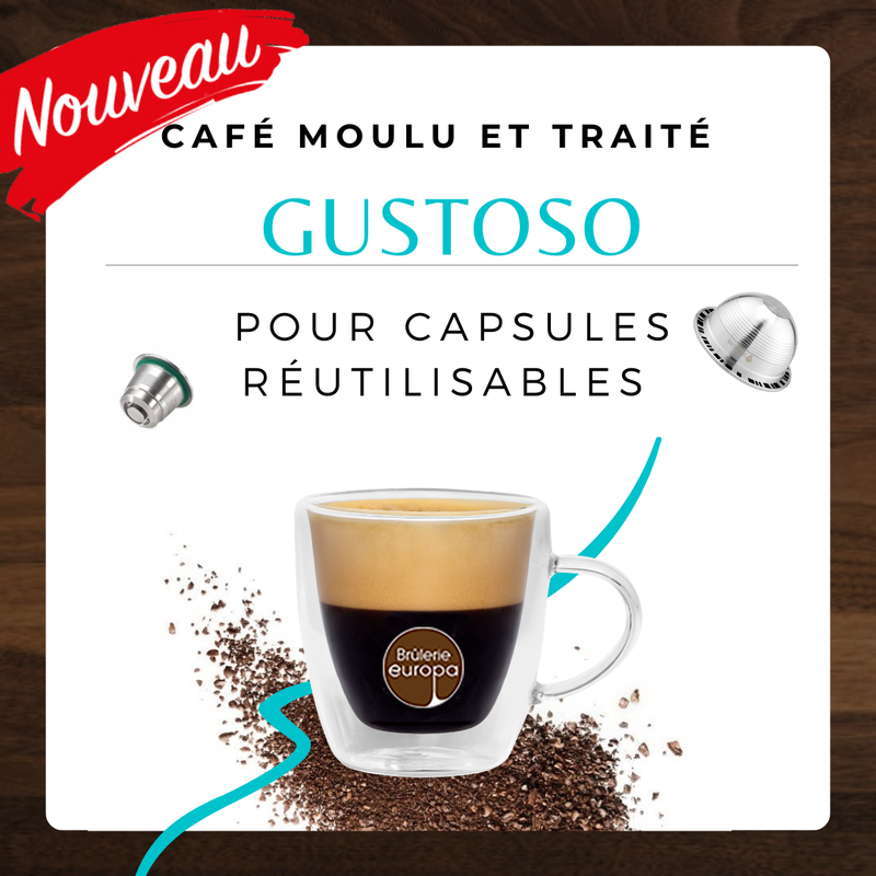 Gustoso - Café moulu et traité pour capsule réutilisable