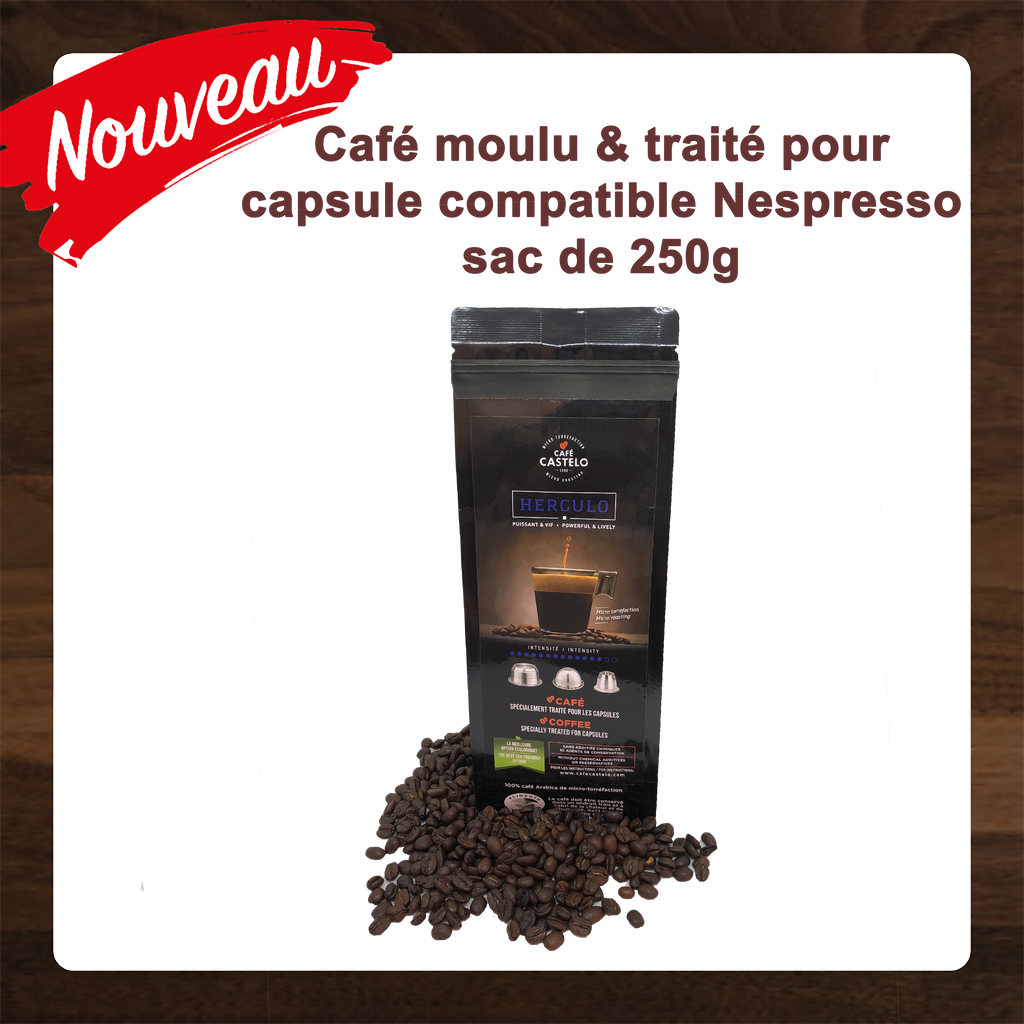 Herculo - Café moulu et traité pour capsule réutilisable Nespresso
