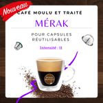 Merak - Café moulu et traité pour capsule réutilisable Nespresso